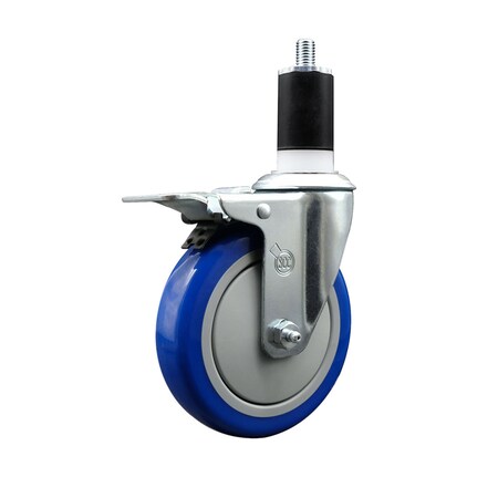 Service Caster 5'' SS Blue Poly Swivel 1-1/2'' Expanding Stem Caster Total Lock Brake SCC-SSEXTTL20S514-PPUB-BLUE-112